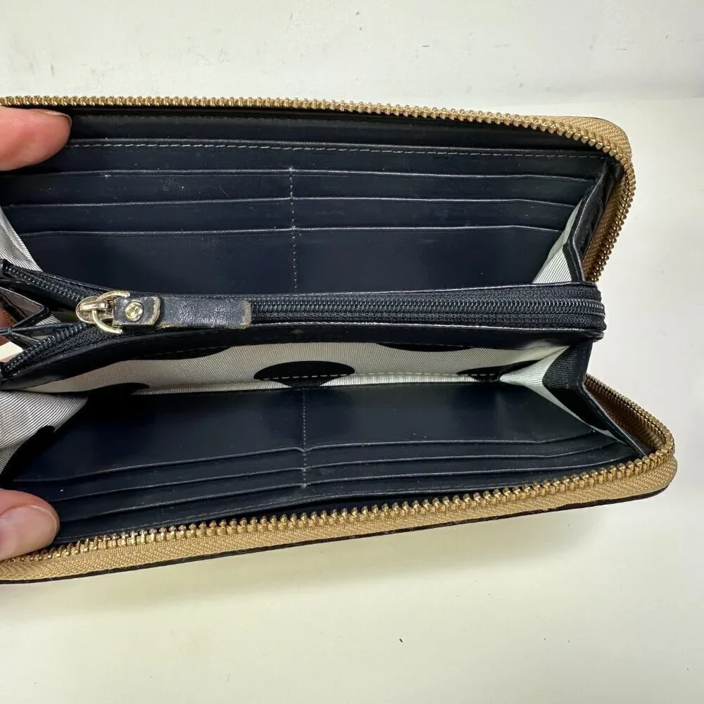 Kate Spade Lacey Mikas Pond Gold Zip Around Wallet